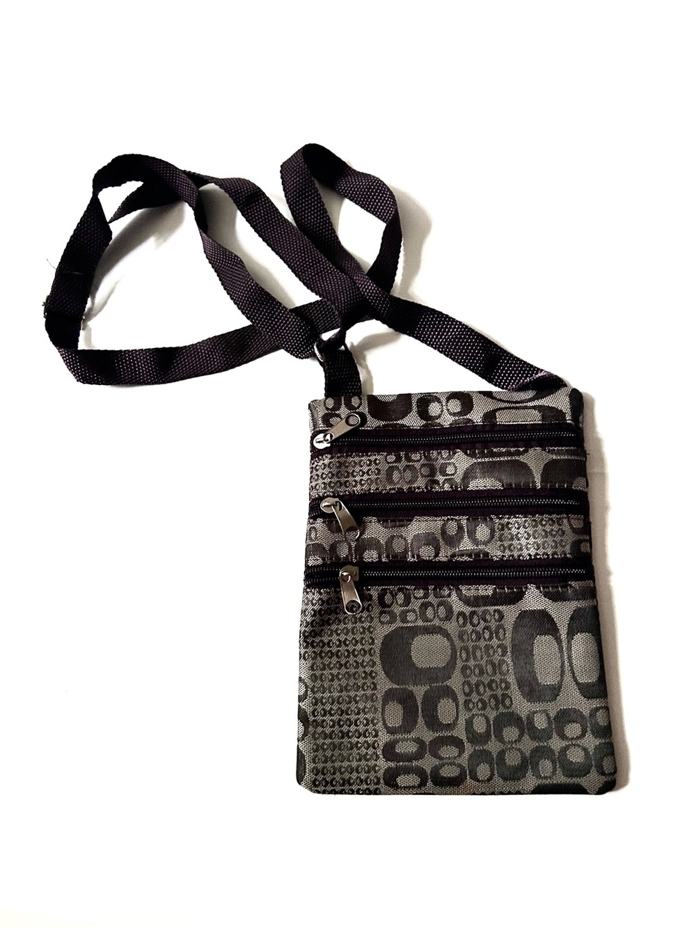 Patterned Women’s Crossbody pouch with Triple Zip Compartments